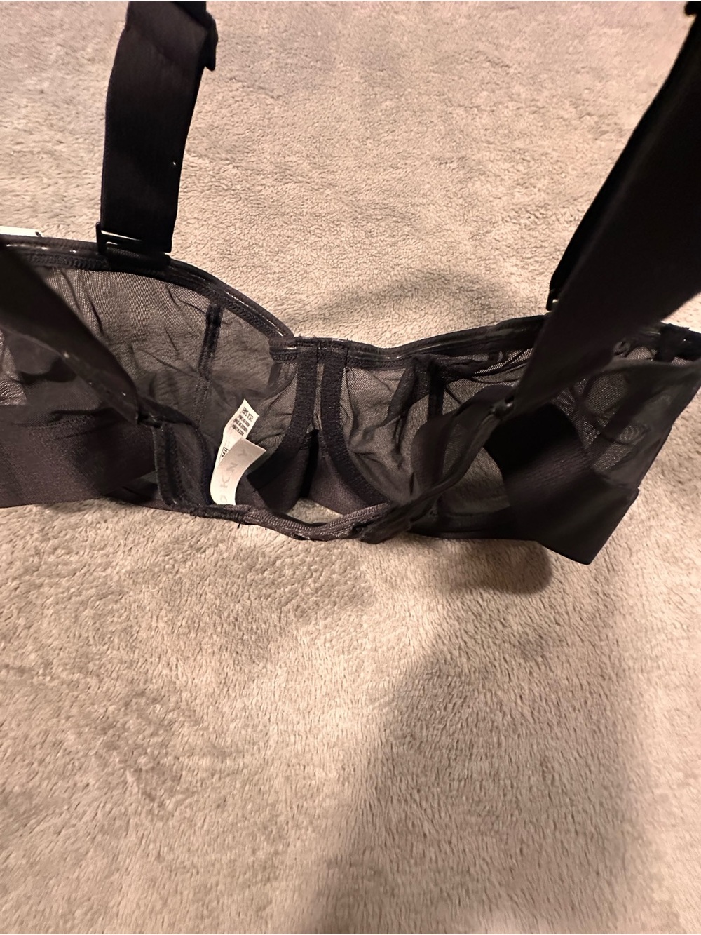 NWT Women’s 3 Piece Lingerie Set - Black Sheer Bra + 2 Thongs - 34B & Size 5 - Picture 4 of 12